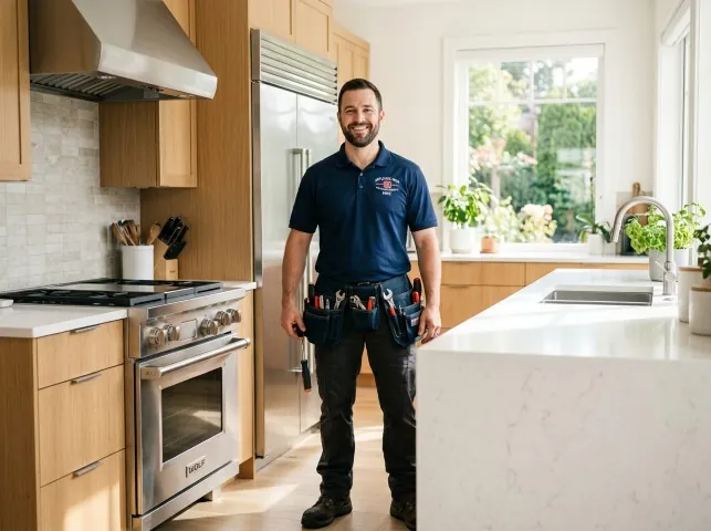 Appliance Repair Hero technician in a Beloit, WI kitchen after an appliance repair